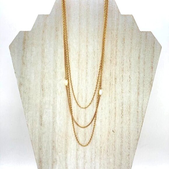 Avon Necklace Multi Strand 15.5" Station Mother of Pearl Vintage Gold Tone - Picture 2 of 8
